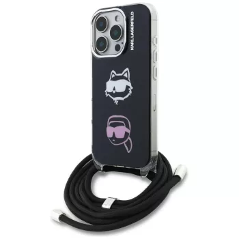   Karl Lagerfeld IML Crossbody Karl&Choupette Head iPhone 16 Pro tok, fekete