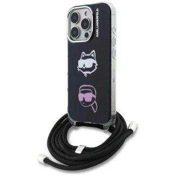   Karl Lagerfeld IML Crossbody Karl&Choupette Head iPhone 16 Pro Max tok, fekete
