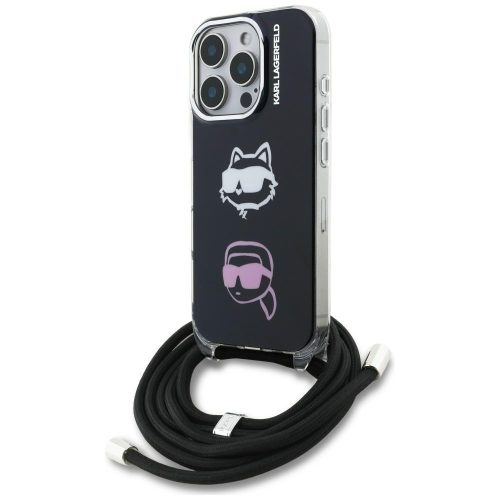 Karl Lagerfeld IML Crossbody Karl&Choupette Head iPhone 16 Pro Max tok, fekete