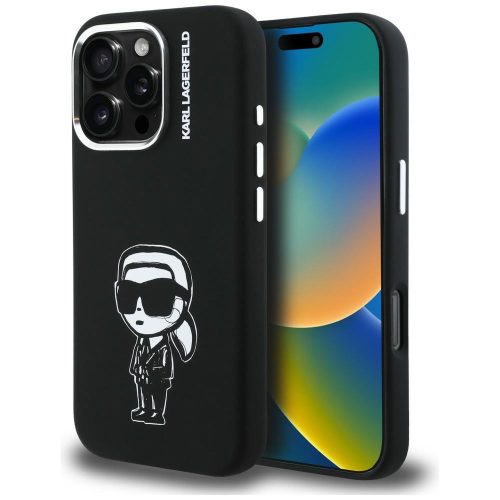Karl Lagerfeld Silicone Karl Sketch MagSafe iPhone 16 Pro Max tok, fekete