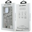 Karl Lagerfeld Grained Pattern & Logo MagSafe iPhone 16 Pro tok, szürke