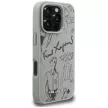 Karl Lagerfeld Grained Pattern & Logo MagSafe iPhone 16 Pro Max tok, szürke