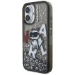 Karl Lagerfeld Liquid Glitter Choupette Logo MagSafe iPhone 16 tok, fekete