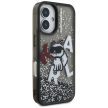 Karl Lagerfeld Liquid Glitter Choupette Logo MagSafe iPhone 16 tok, fekete