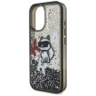 Karl Lagerfeld Liquid Glitter Choupette Logo MagSafe iPhone 16 tok, fekete