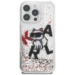 Karl Lagerfeld Liquid Glitter Choupette Logo iPhone 16 Pro tok, átlátszó