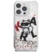 Karl Lagerfeld Liquid Glitter Choupette Logo iPhone 16 Pro Max tok, átlátszó