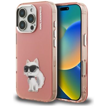   Karl Lagerfeld IML Aquarelle Choupette & Logo iPhone 16 Pro Max tok, rózsaszín