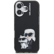 Karl Lagerfeld IML Aquarelle Karl & Choupette & Logo iPhone 16 Case tok, fekete