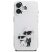 Karl Lagerfeld IML Aquarelle Karl & Choupette & Logo iPhone 16 Case tok, fehér