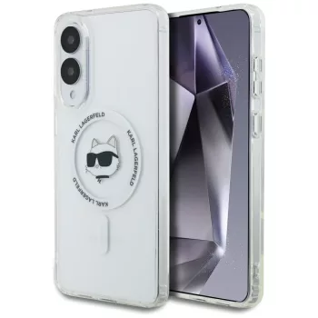   Karl Lagerfeld Button Choupette Head Printed Logo MagSafe Case Samsung Galaxy S25 Edge tok, fehér