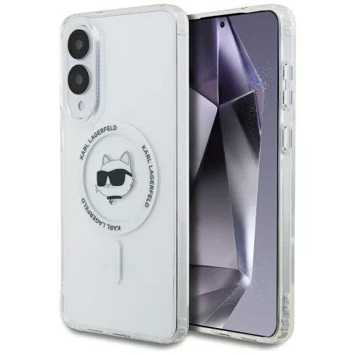 Karl Lagerfeld Button Choupette Head Printed Logo MagSafe Case Samsung Galaxy S25 Edge tok, fehér