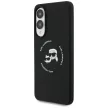 Karl Lagerfeld Silicone nauble Heads And Circle MagSafe case Samsung Galaxy S25 Edge tok, fekete