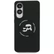 Karl Lagerfeld Silicone nauble Heads And Circle MagSafe case Samsung Galaxy S25 Edge tok, fekete