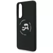 Karl Lagerfeld Silicone nauble Heads And Circle MagSafe case Samsung Galaxy S25 Edge tok, fekete