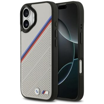 BMW M Tricolor Metal Logo MagSafe iPhone 17 tok, szürke