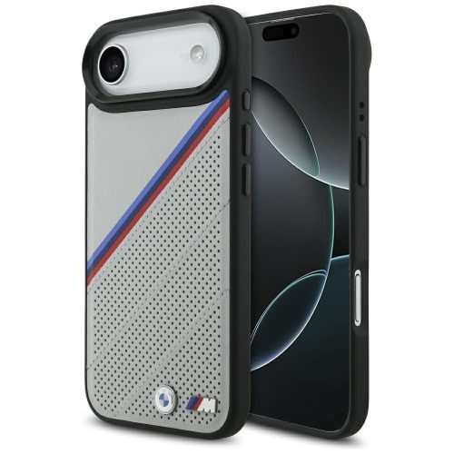 BMW M Tricolor Metal Logo MagSafe iPhone 17 Air tok, szürke