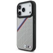 BMW M Tricolor Metal Logo MagSafe iPhone 17 Pro tok, szürke