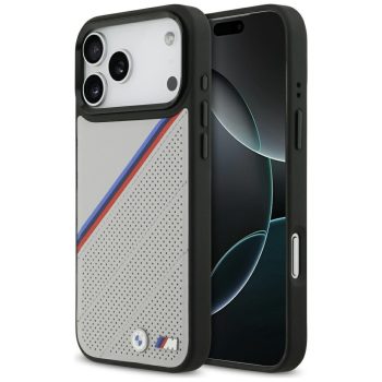   BMW M Tricolor Metal Logo MagSafe iPhone 17 Pro Max tok, szürke