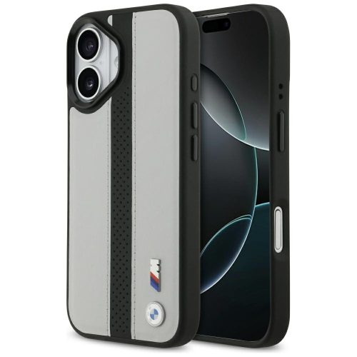 BMW M Perforated Stripe Logo MagSafe Case iPhone 17 tok, szürke