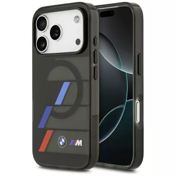   BMW M IML Metal Buttons Tricolor Lines MagSafe Case iPhone 17 Pro, tok, fekete