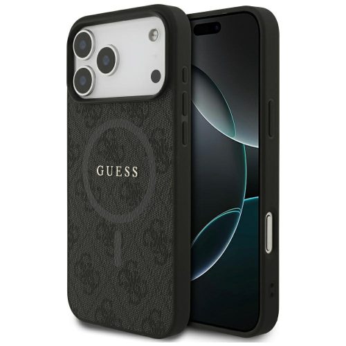 GUESS iPhone 17 Pro Max MagSafe GUHMP17XG4GFRK (PU 4G Ring Classic Logo) tok, fekete