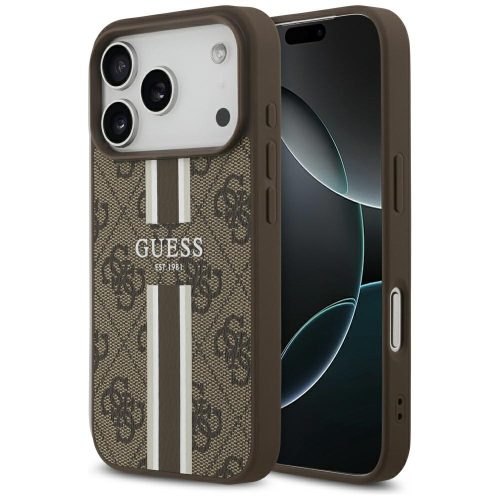 GUESS iPhone 17 Pro MagSafe GUHMP17LP4RPSW (4G Printed Stripes) tok, barna