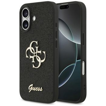 Guess Fixed Glitter Big 4G case iPhone 17 tok, fekete