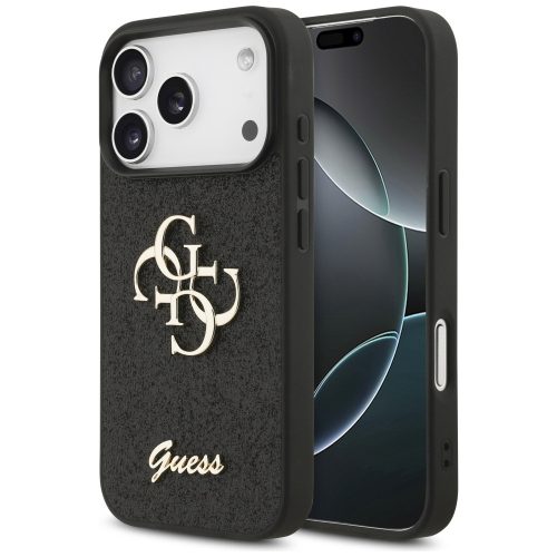 Guess Fixed Glitter Big 4G case iPhone 17 Pro tok, fekete