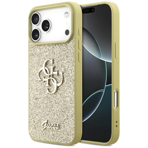 Guess Fixed Glitter Big 4G case iPhone 17 Pro Max tok, arany