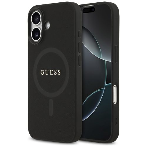 Guess Saffiano Classic Logo MagSafe Case iPhone 17 tok, fekete