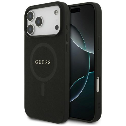 Guess Saffiano Classic Logo MagSafe Case iPhone 17 Pro Max tok, fekete