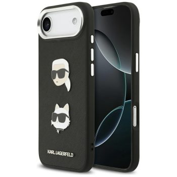   KARL LAGERFELD iPhone 17 Air MagSafe KLHCP17MPSFDHPOK (FW Grained PU W/ K&C Heads Pins & Logo) tok, fekete