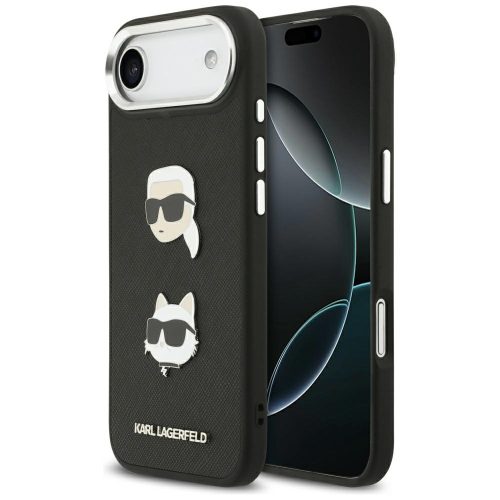 KARL LAGERFELD iPhone 17 Air MagSafe KLHCP17MPSFDHPOK (FW Grained PU W/ K&C Heads Pins & Logo) tok, fekete