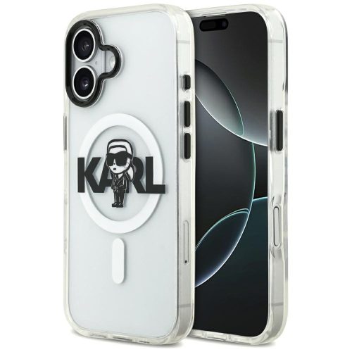Karl Lagerfeld IML Karl Sketch Logo MagSafe Case iPhone 17 tok, átlátszó