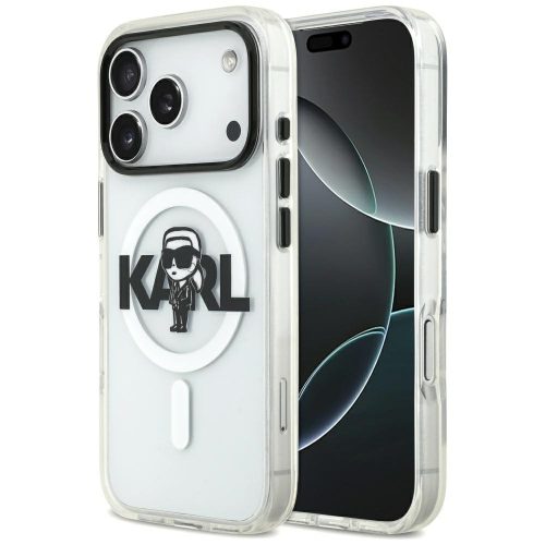 Karl Lagerfeld IML Karl Sketch Logo MagSafe Case iPhone 17 Pro tok, átlátszó