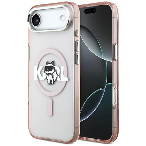 Karl Lagerfeld IML Choupette Sketch Logo MagSafe iPhone 17 Air tok, rózsaszín