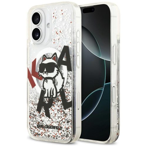 Karl Lagerfeld Liquid Glitter Choupette Logo MagSafe iPhone 17 tok, színes