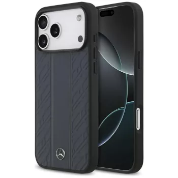   Mercedes Leather Laurel Leaves Stripes MagSafe Case iPhone 17 Pro Max tok, kék