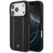 Mercedes Leather Star Pattern Stripes MagSafe iPhone 17 Pro tok, fekete
