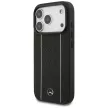 Mercedes Leather Star Pattern Stripes MagSafe iPhone 17 Pro tok, fekete