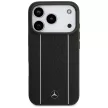 Mercedes Leather Star Pattern Stripes MagSafe iPhone 17 Pro tok, fekete