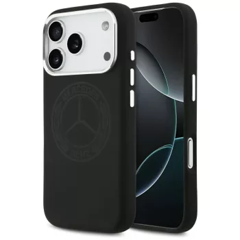   Mercedes Case Silicone Vintage Logo MagSafe iPhone 17 Pro, tok, fekete