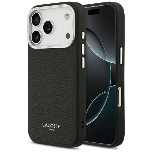 Lacoste Champs Elysees Silver Logo MagSafe Case iPhone 17 Pro tok, fekete