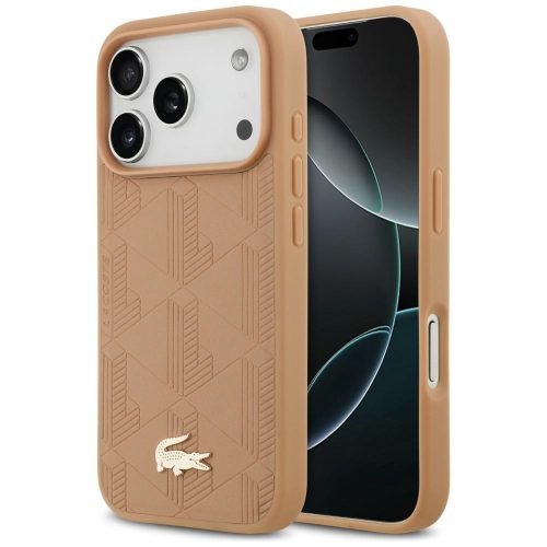 Lacoste Nomograme tok, Gold Logo MagSafe iPhone 17 Pro tok, rózsaszín