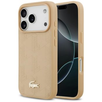   Lacoste Nomograme tok, Gold Logo MagSafe iPhone 17 Pro tok, bézs