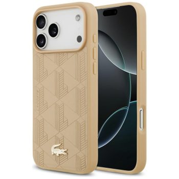   Lacoste Nomograme tok, Gold Logo MagSafe iPhone 17 Pro Max tok, bézs