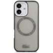 Lacoste Shockproof tok, átlátszó Frosted MagSafe iPhone 17 tok, szürke