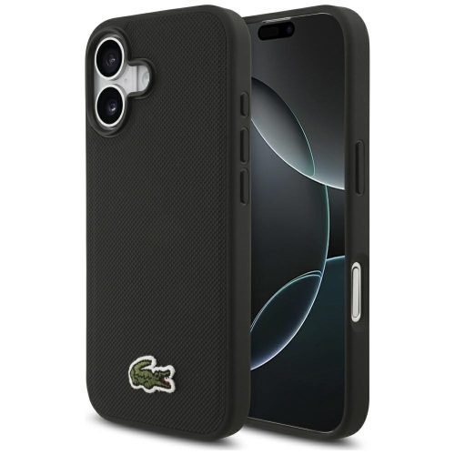 Lacoste Iconic Petit Pique Woven Logo MagSafe Case iPhone 17 tok, fekete