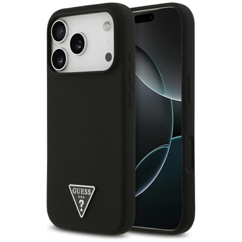 GUESS case IPHONE 17 Pro MagSafe GUHMP17LSCTRLMK (Silicone W/ Triangle Logo) tok, fekete